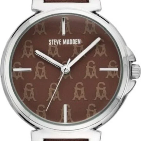 Steve Madden SM-1023BNBN Brown Logo Monogram Watch NWT w/ Box - Picture 2 of 7